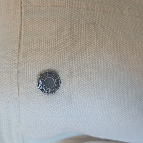 VINTAGE LAUREN JEANS CO Cream Denim Longline Button Down Utility Jacket MEDIUM - Picture 4 of 16